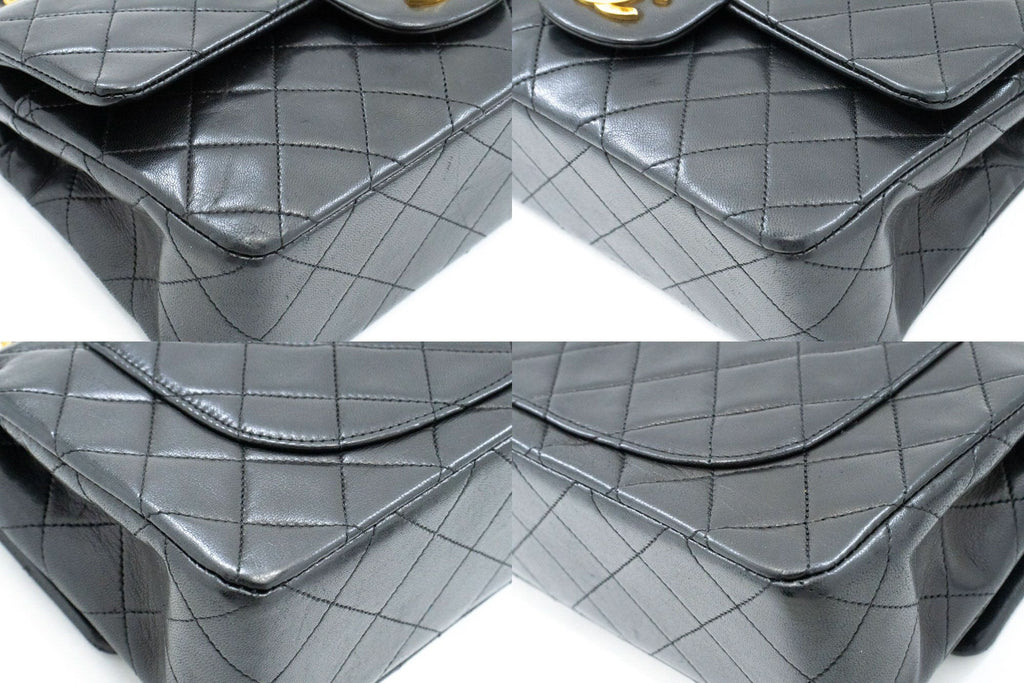 Second hand Chanel Classic Double Flap Small Lambskin Leather Matelassè Shoulder Bag Black - Tabita Bags
