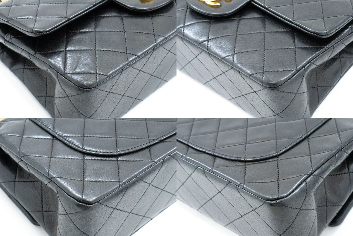 Second hand Chanel Classic Double Flap Small Lambskin Leather Matelassè Shoulder Bag Black - Tabita Bags