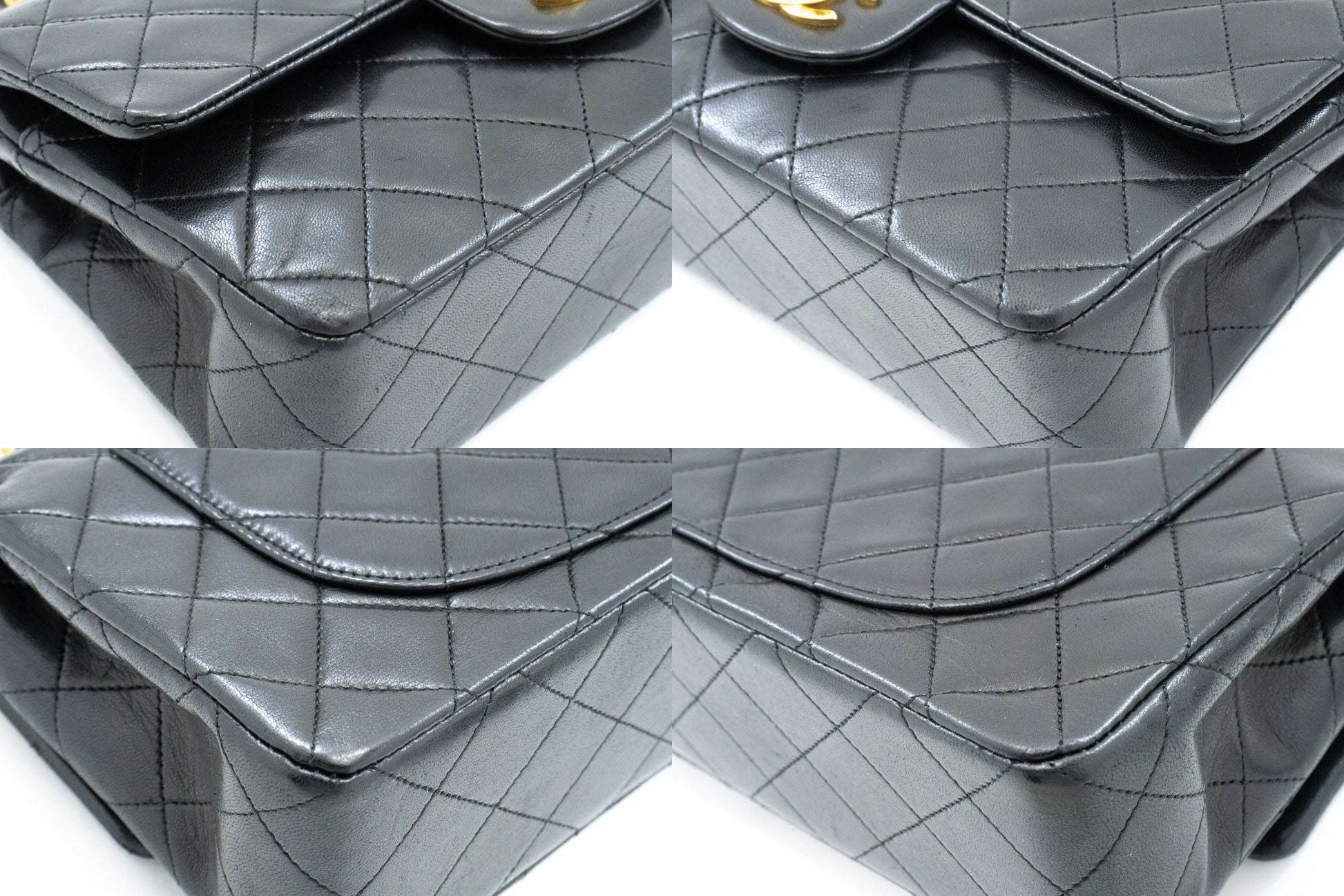 Second hand Chanel Classic Double Flap Small Lambskin Leather Matelassè Shoulder Bag Black - Tabita Bags