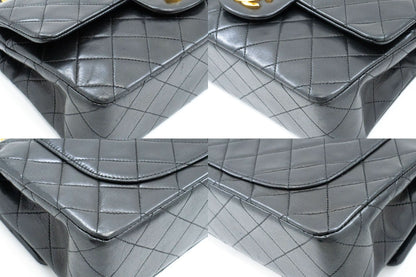 Second hand Chanel Classic Double Flap Small Lambskin Leather Matelassè Shoulder Bag Black - Tabita Bags