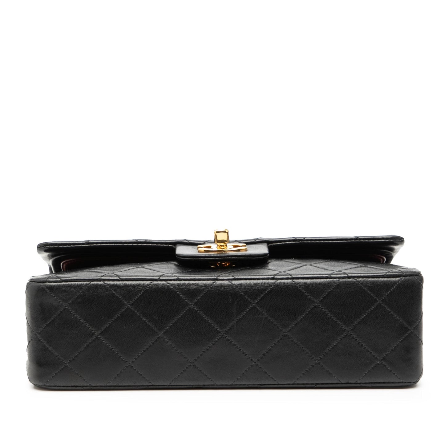 Second hand Chanel Classic Double Flap Small Lambskin Leather Matelassè Shoulder Bag Black - Tabita Bags