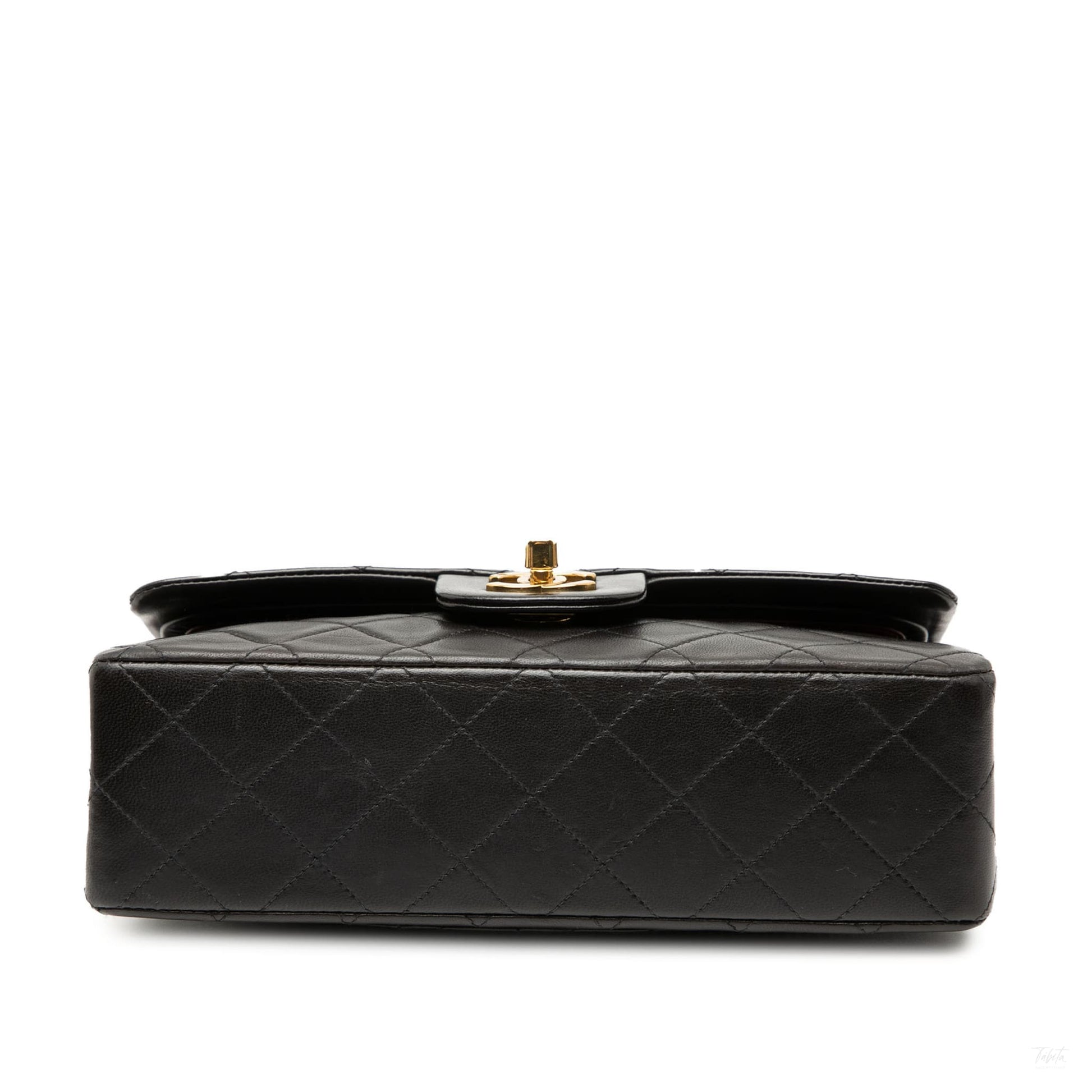 Second hand Chanel Classic Double Flap Small Lambskin Leather Matelassè Shoulder Bag Black - Tabita Bags