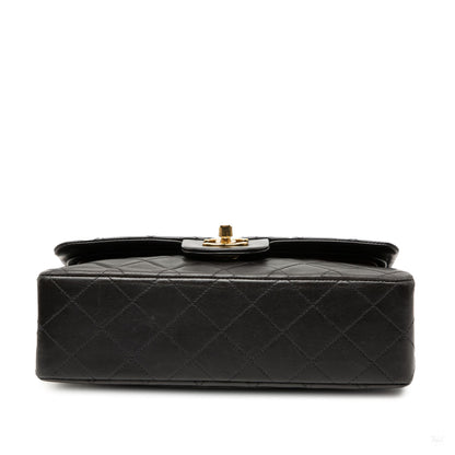 Second hand Chanel Classic Double Flap Small Lambskin Leather Matelassè Shoulder Bag Black - Tabita Bags