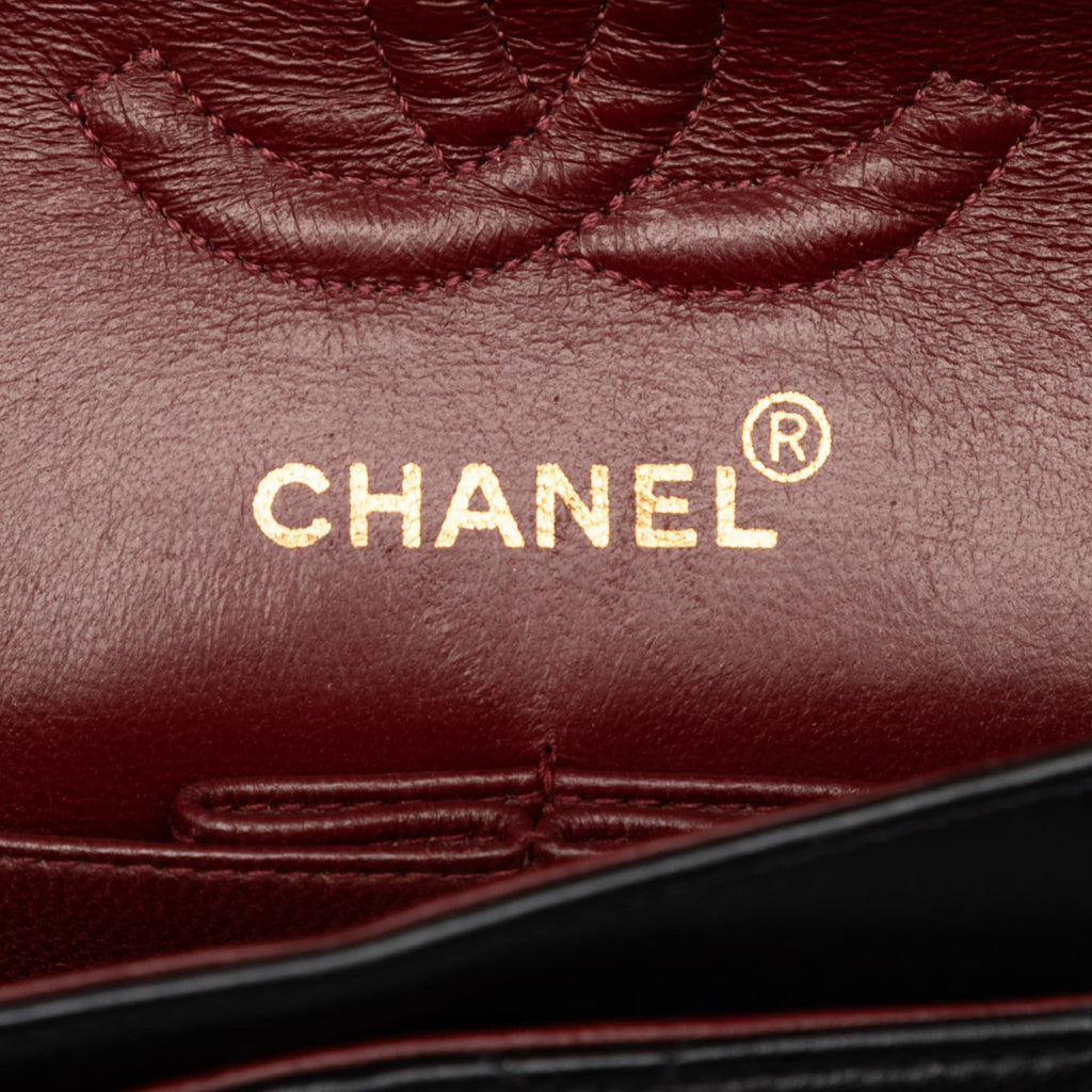 Second hand Chanel Classic Double Flap Small Lambskin Leather Matelassè Shoulder Bag Black - Tabita Bags