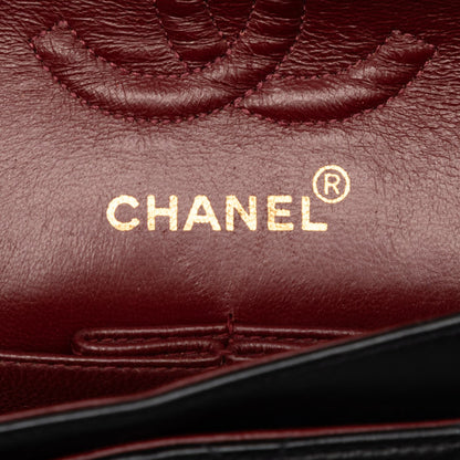Second hand Chanel Classic Double Flap Small Lambskin Leather Matelassè Shoulder Bag Black - Tabita Bags