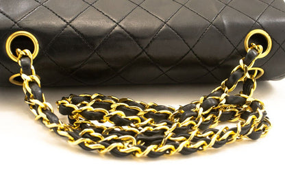 Second hand Chanel Classic Double Flap Small Lambskin Leather Matelassè Shoulder Bag Black - Tabita Bags