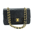 Second hand Chanel Classic Double Flap Small Lambskin Leather Matelassè Shoulder Bag Black - Tabita Bags
