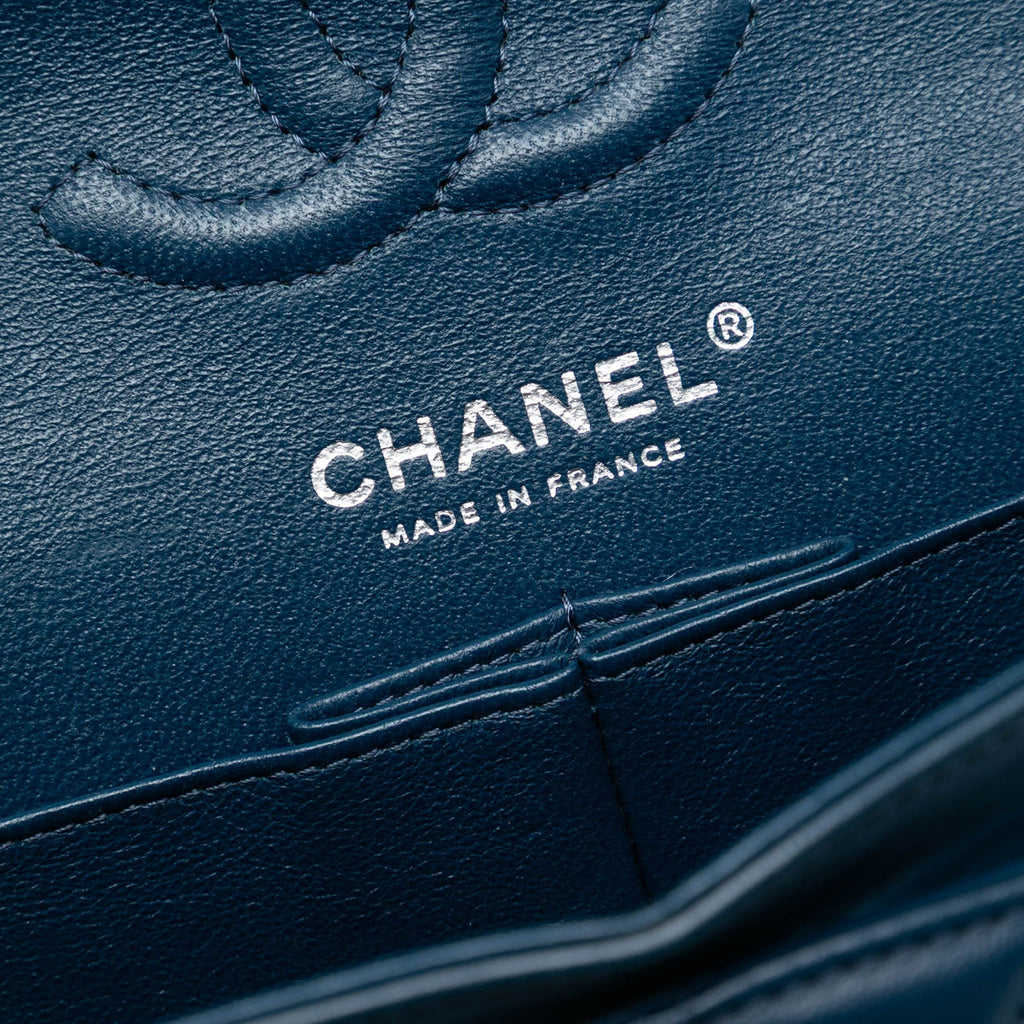 Second hand Chanel Classic Double Flap Small Lambskin Leather Matelassè Shoulder Bag Blue - Tabita Bags