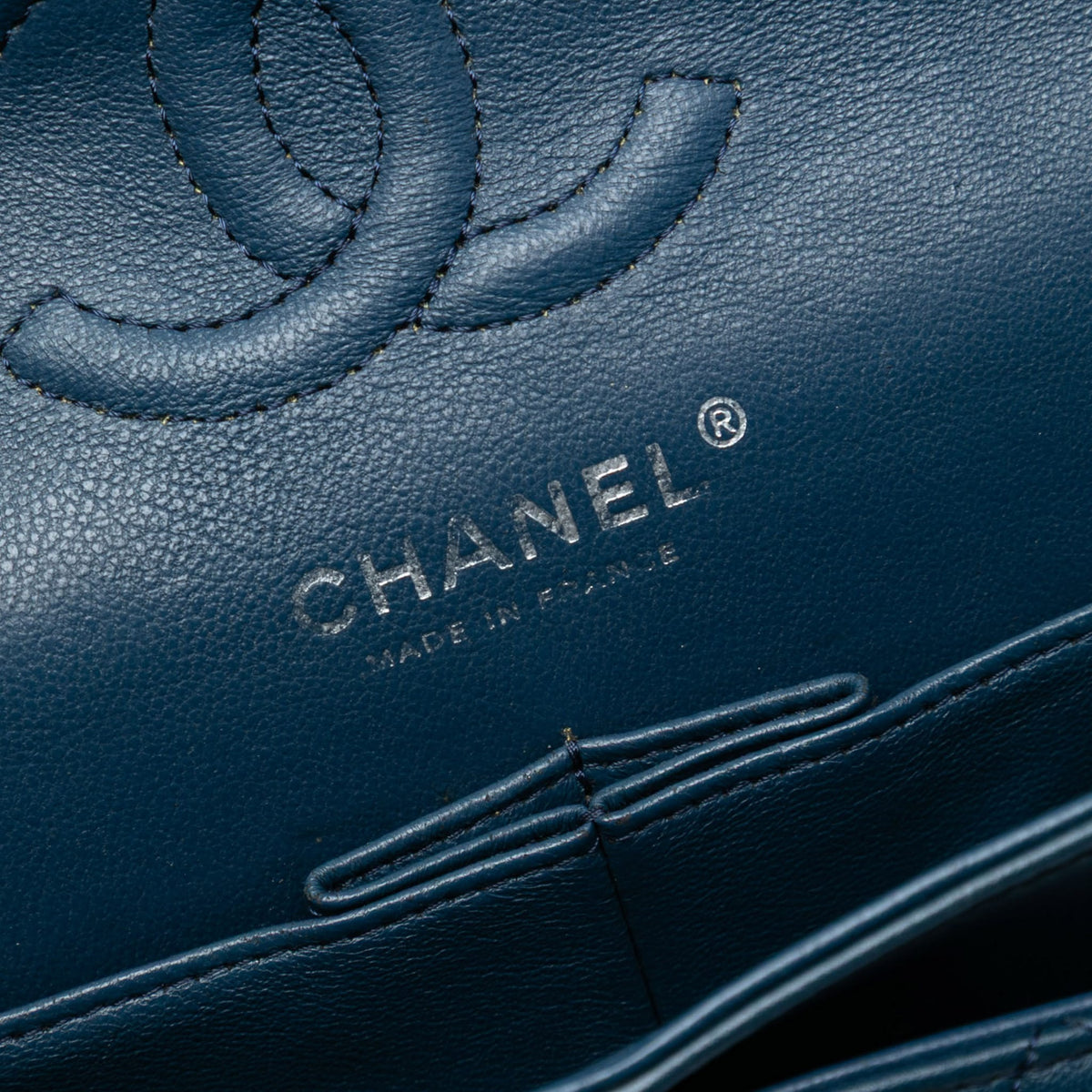 Second hand Chanel Classic Double Flap Small Lambskin Leather Matelassè Shoulder Bag Blue - Tabita Bags