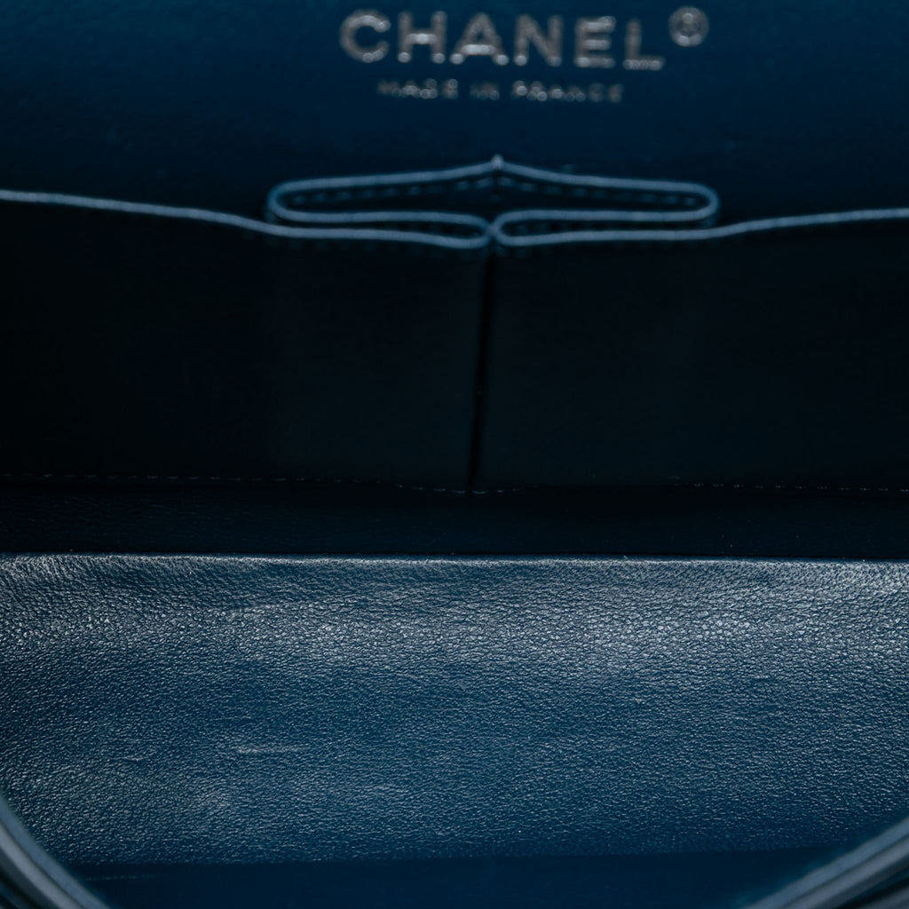 Second hand Chanel Classic Double Flap Small Lambskin Leather Matelassè Shoulder Bag Blue - Tabita Bags