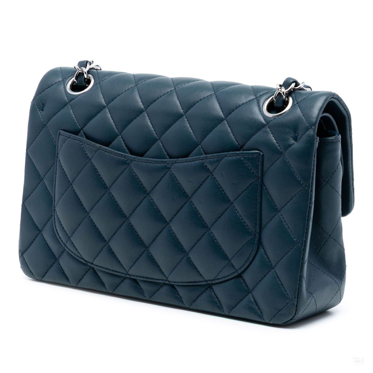 Second hand Chanel Classic Double Flap Small Lambskin Leather Matelassè Shoulder Bag Blue - Tabita Bags