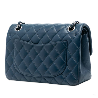Second hand Chanel Classic Double Flap Small Lambskin Leather Matelassè Shoulder Bag Blue - Tabita Bags
