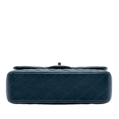 Second hand Chanel Classic Double Flap Small Lambskin Leather Matelassè Shoulder Bag Blue - Tabita Bags