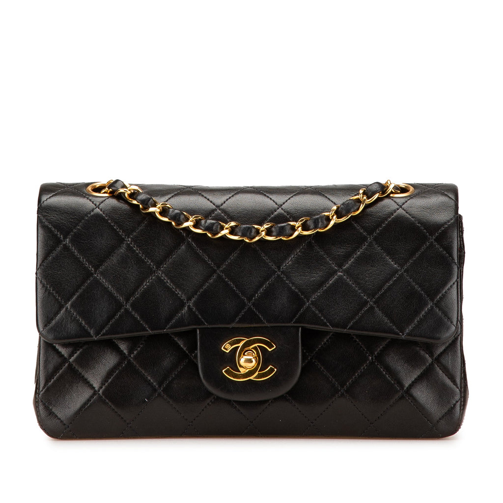Second hand Chanel Classic Double Flap Small Matelassè Lambskin Flap Shoulder Bag Black - Tabita Bags