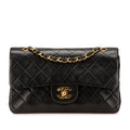 Second hand Chanel Classic Double Flap Small Matelassè Lambskin Flap Shoulder Bag Black - Tabita Bags