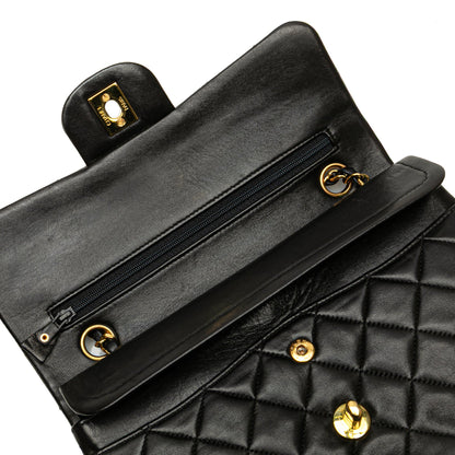 Second hand Chanel Classic Double Flap Small Matelassè Lambskin Flap Shoulder Bag Black - Tabita Bags