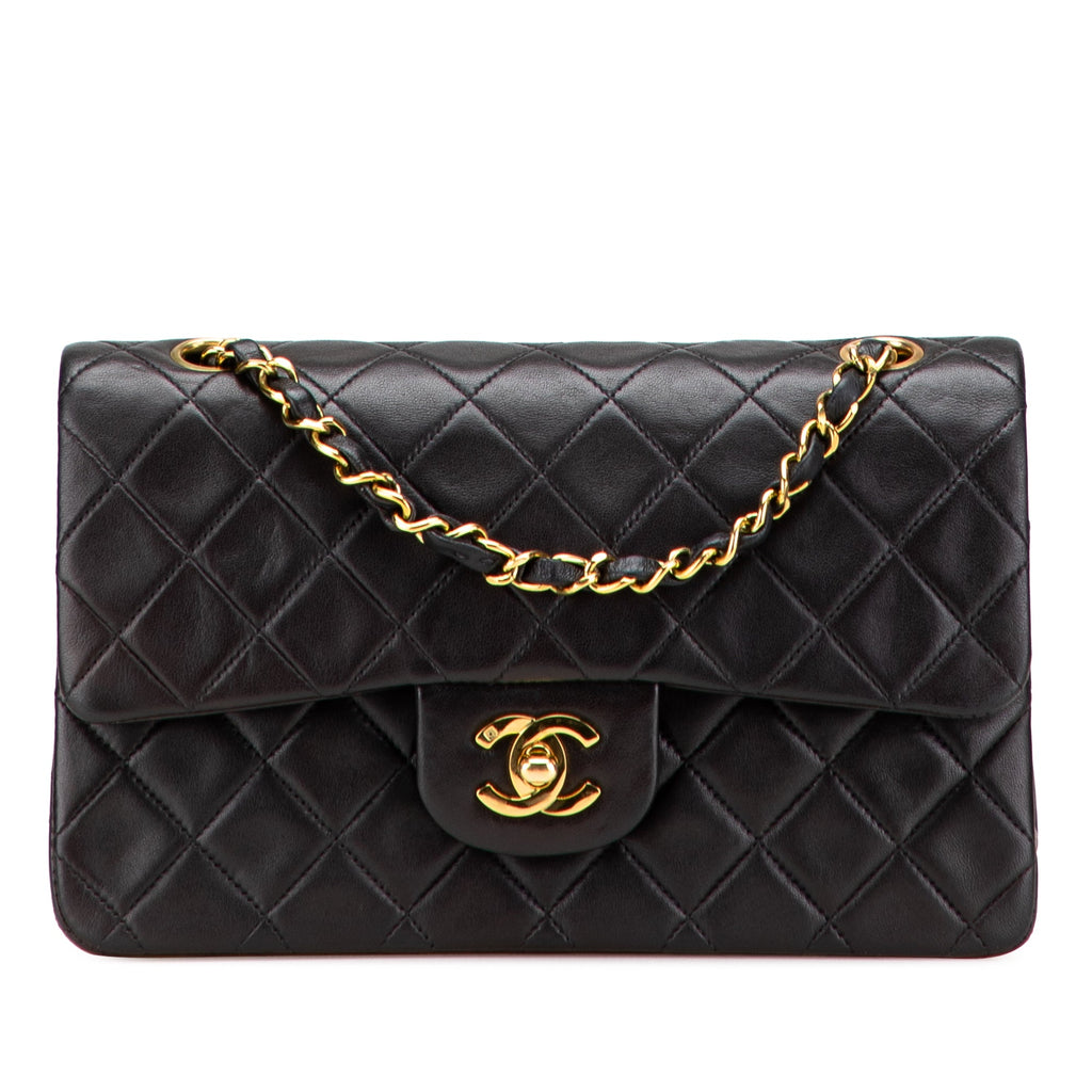 Second hand Chanel Classic Double Flap Small Matelassè Lambskin Flap Shoulder Bag Black - Tabita Bags