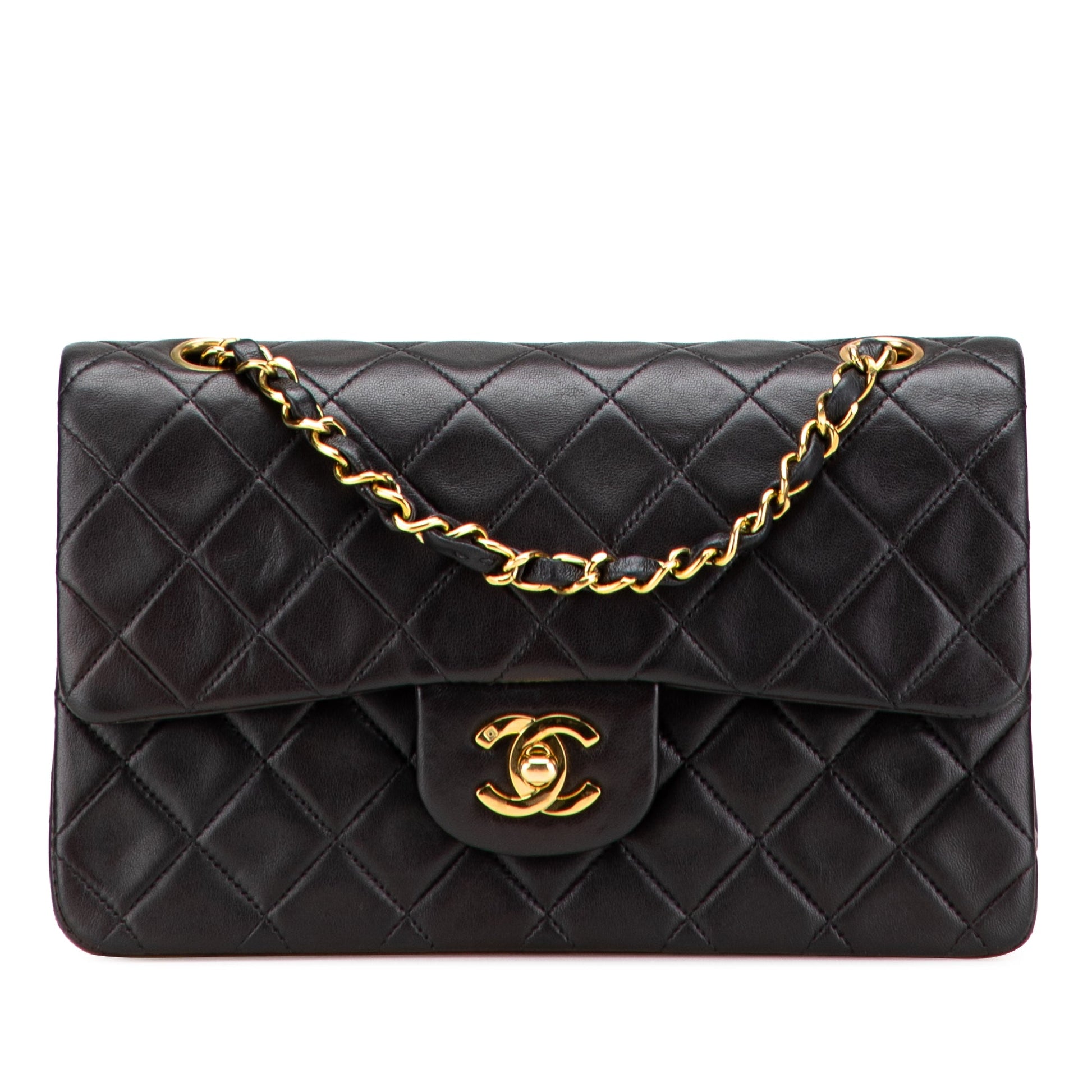 Second hand Chanel Classic Double Flap Small Matelassè Lambskin Flap Shoulder Bag Black - Tabita Bags
