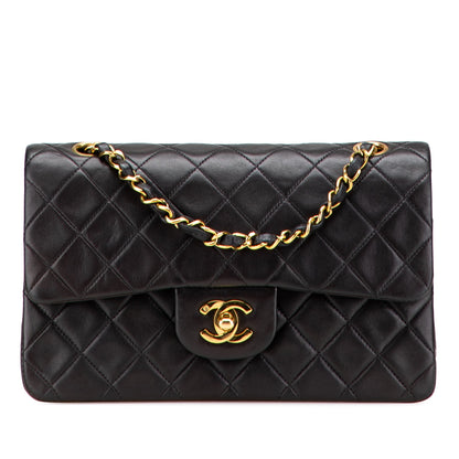 Second hand Chanel Classic Double Flap Small Matelassè Lambskin Flap Shoulder Bag Black - Tabita Bags