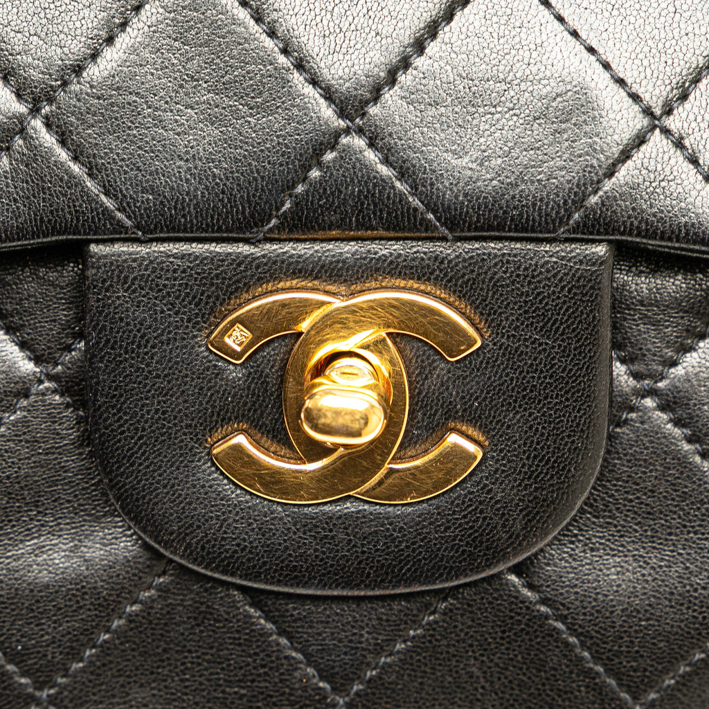 Second hand Chanel Classic Double Flap Small Matelassè Lambskin Flap Shoulder Bag Black - Tabita Bags
