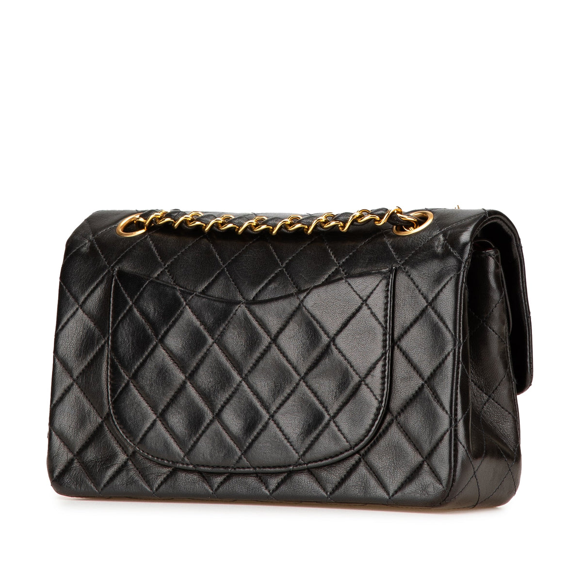 Second hand Chanel Classic Double Flap Small Matelassè Lambskin Flap Shoulder Bag Black - Tabita Bags