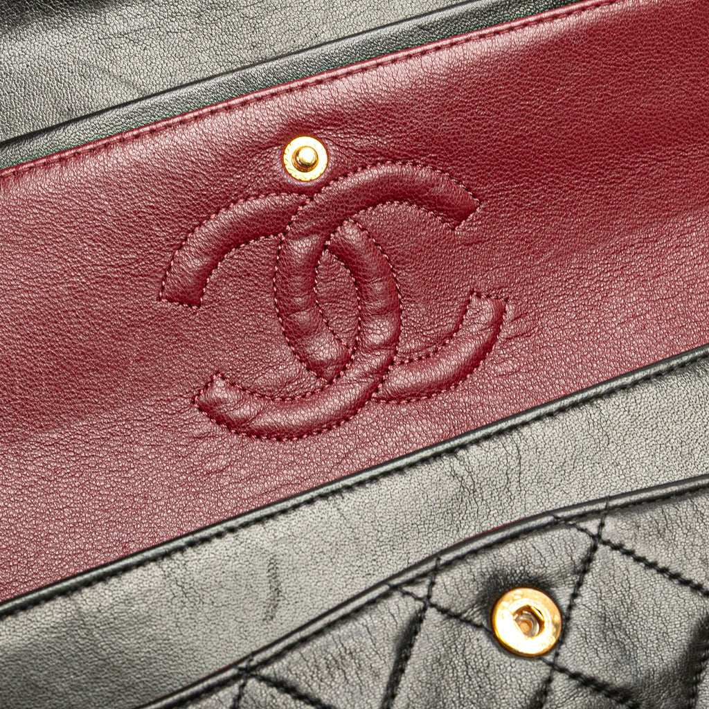 Second hand Chanel Classic Double Flap Small Matelassè Lambskin Flap Shoulder Bag Black - Tabita Bags