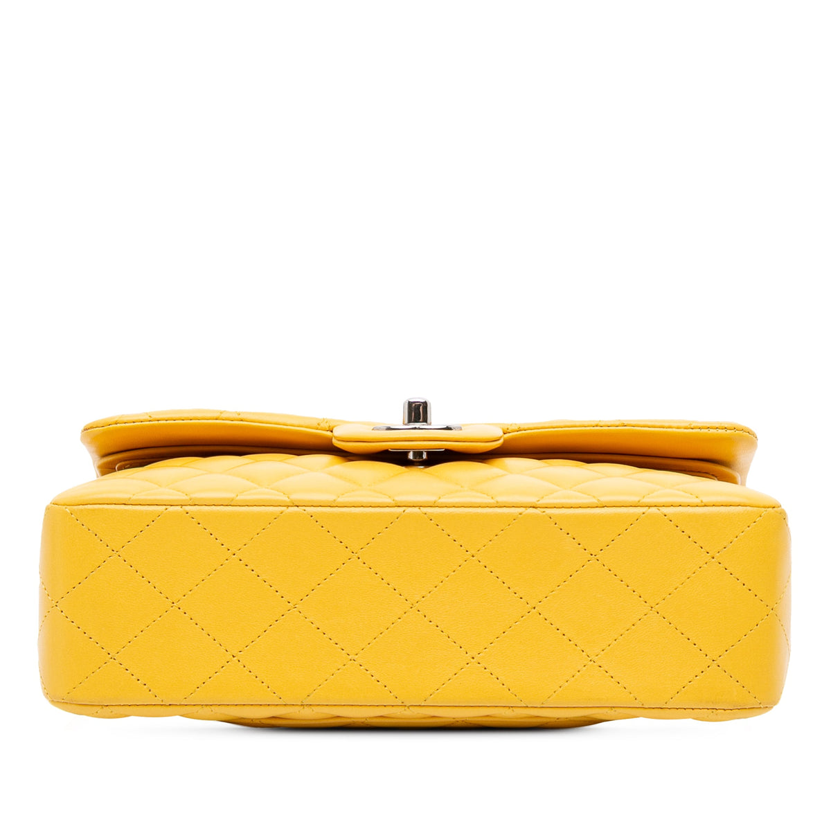 Second hand Chanel Classic Double Flap Small Matelassè Lambskin Flap Shoulder Bag Yellow - Tabita Bags