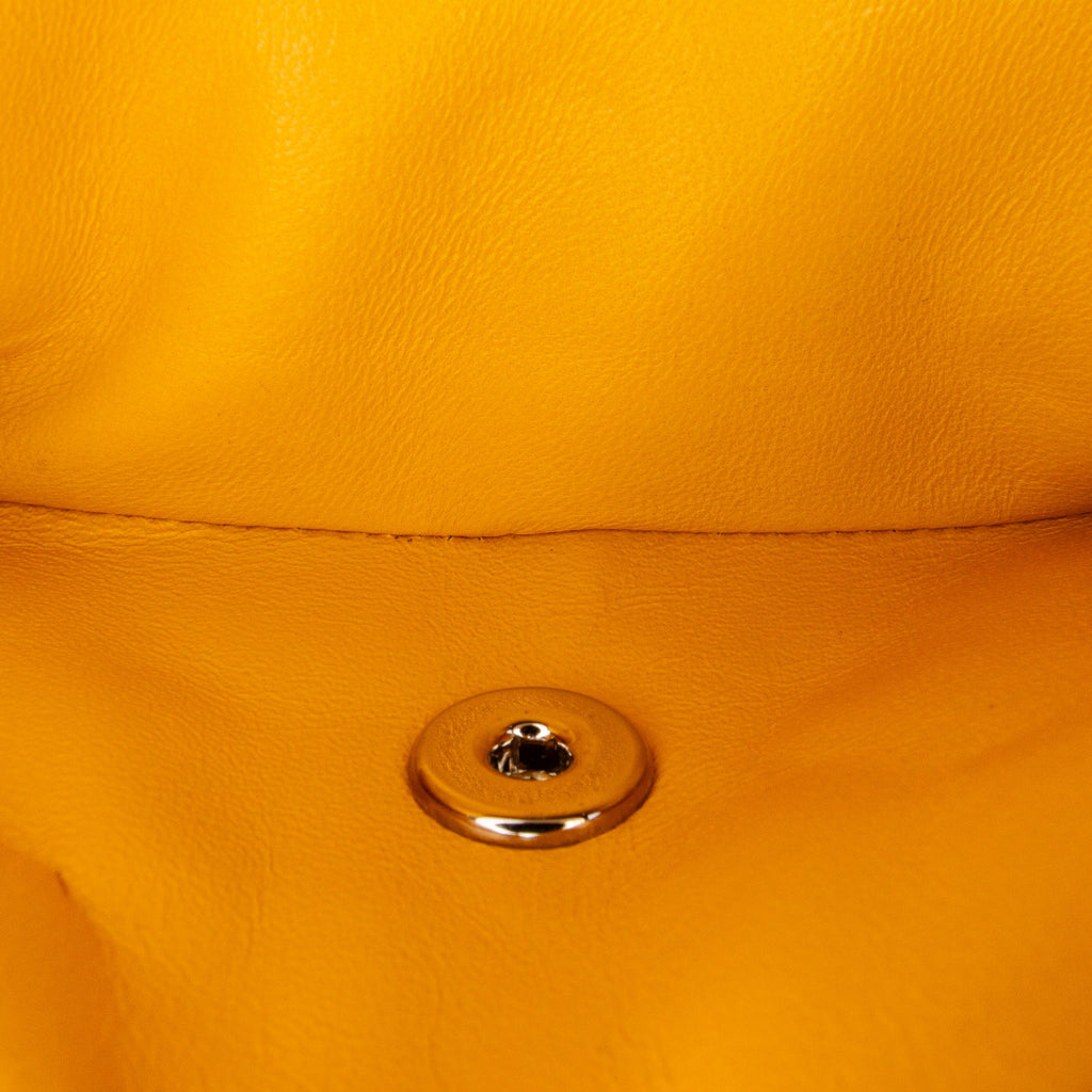 Second hand Chanel Classic Double Flap Small Matelassè Lambskin Flap Shoulder Bag Yellow - Tabita Bags