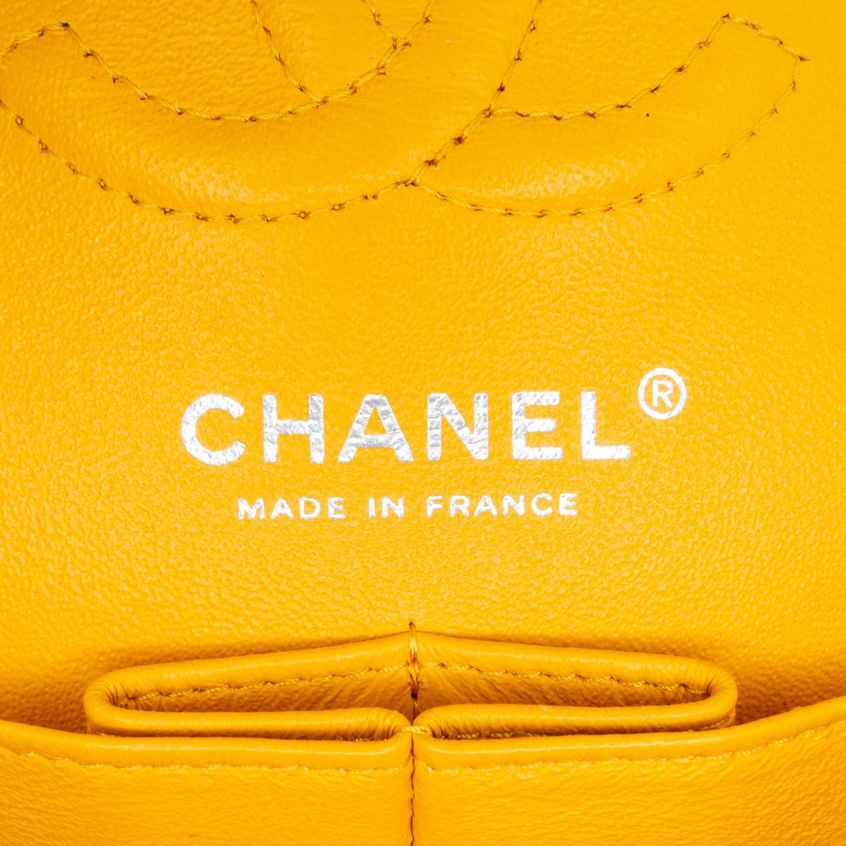 Second hand Chanel Classic Double Flap Small Matelassè Lambskin Flap Shoulder Bag Yellow - Tabita Bags