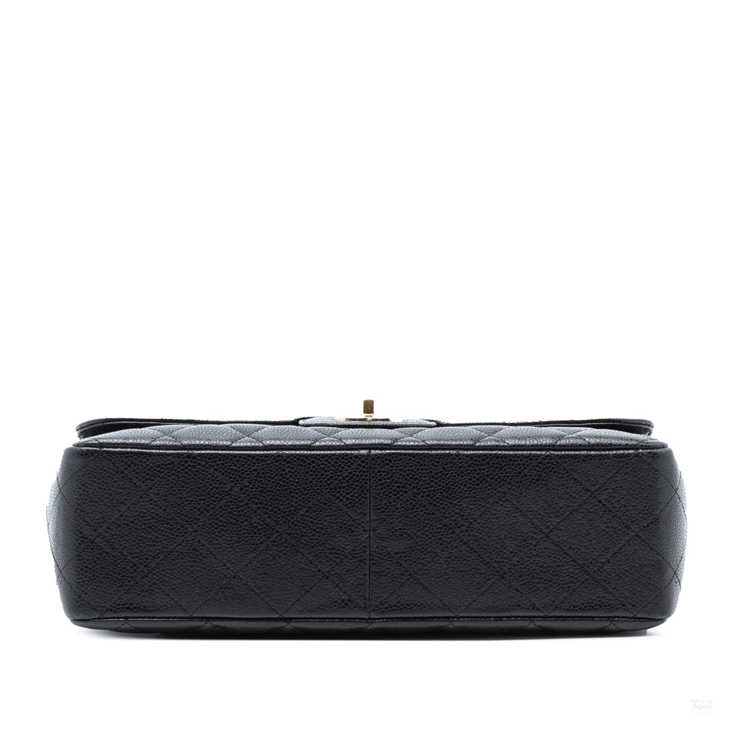 Second hand Chanel Classic Single Flap Jumbo Caviar Leather Matelassè Handbag Black - Tabita Bags