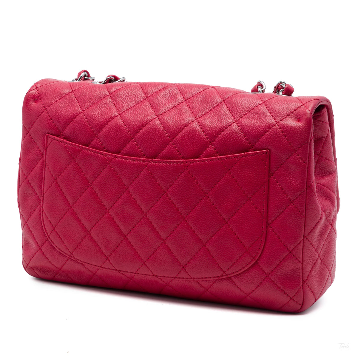 Second hand Chanel Classic Single Flap Jumbo Caviar Leather Matelassè Handbag Pink - Tabita Bags