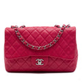 Second hand Chanel Classic Single Flap Jumbo Caviar Leather Matelassè Handbag Pink - Tabita Bags