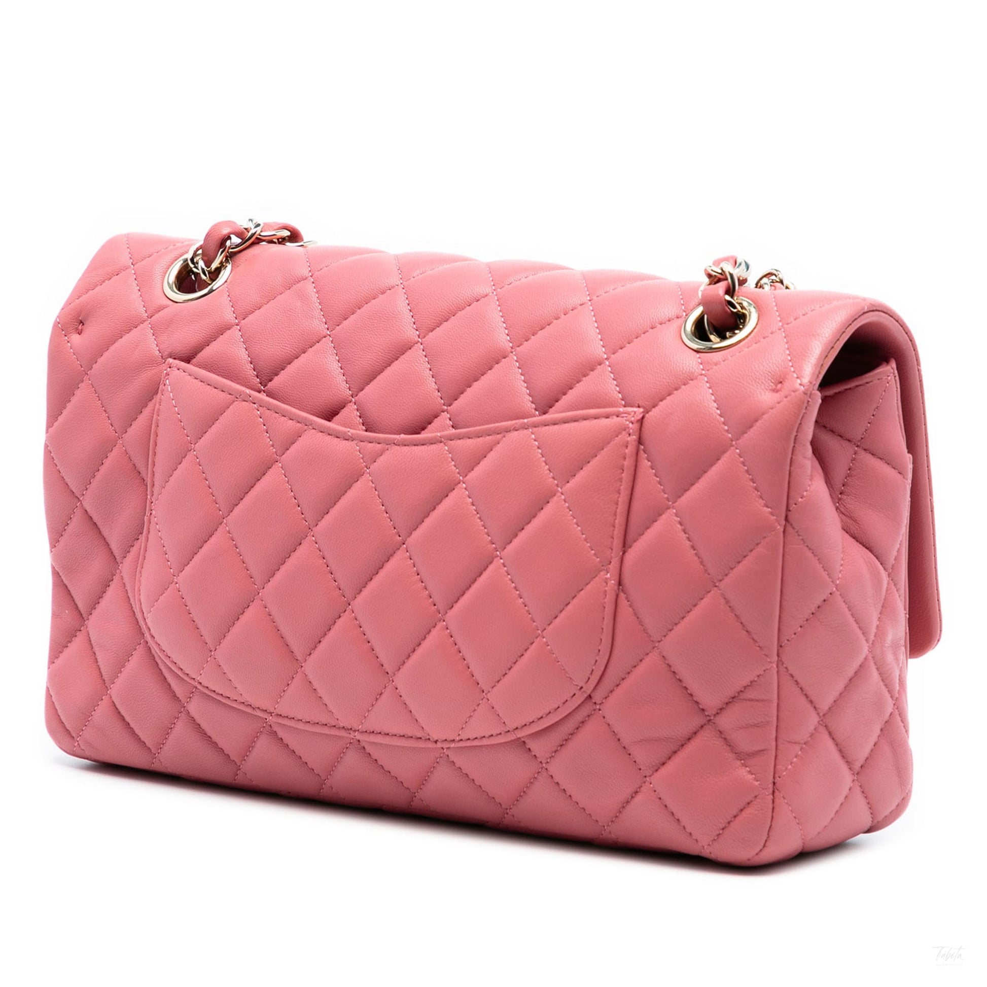 Second hand Chanel Classic Single Flap Leather Matelassè Crossbody Pink - Tabita Bags
