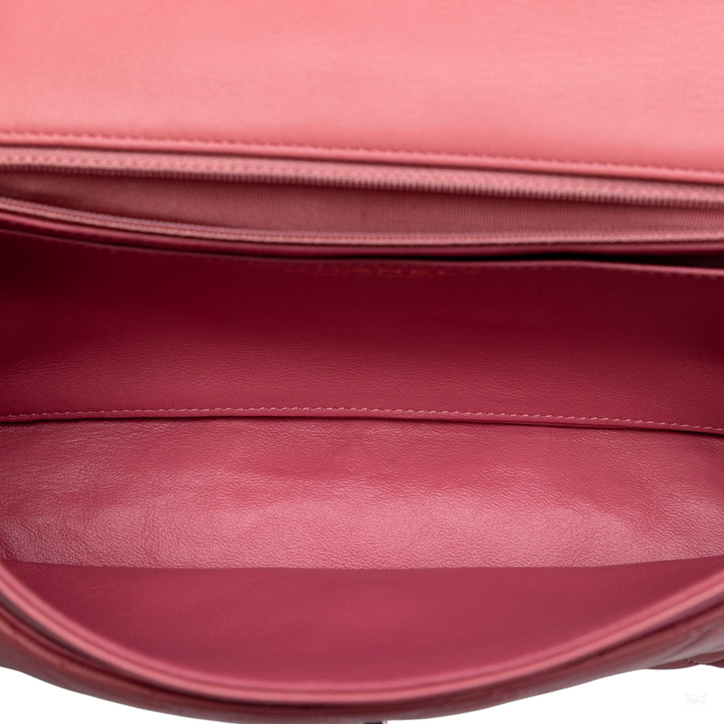 Second hand Chanel Classic Single Flap Leather Matelassè Crossbody Pink - Tabita Bags