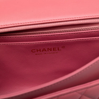 Second hand Chanel Classic Single Flap Leather Matelassè Crossbody Pink - Tabita Bags