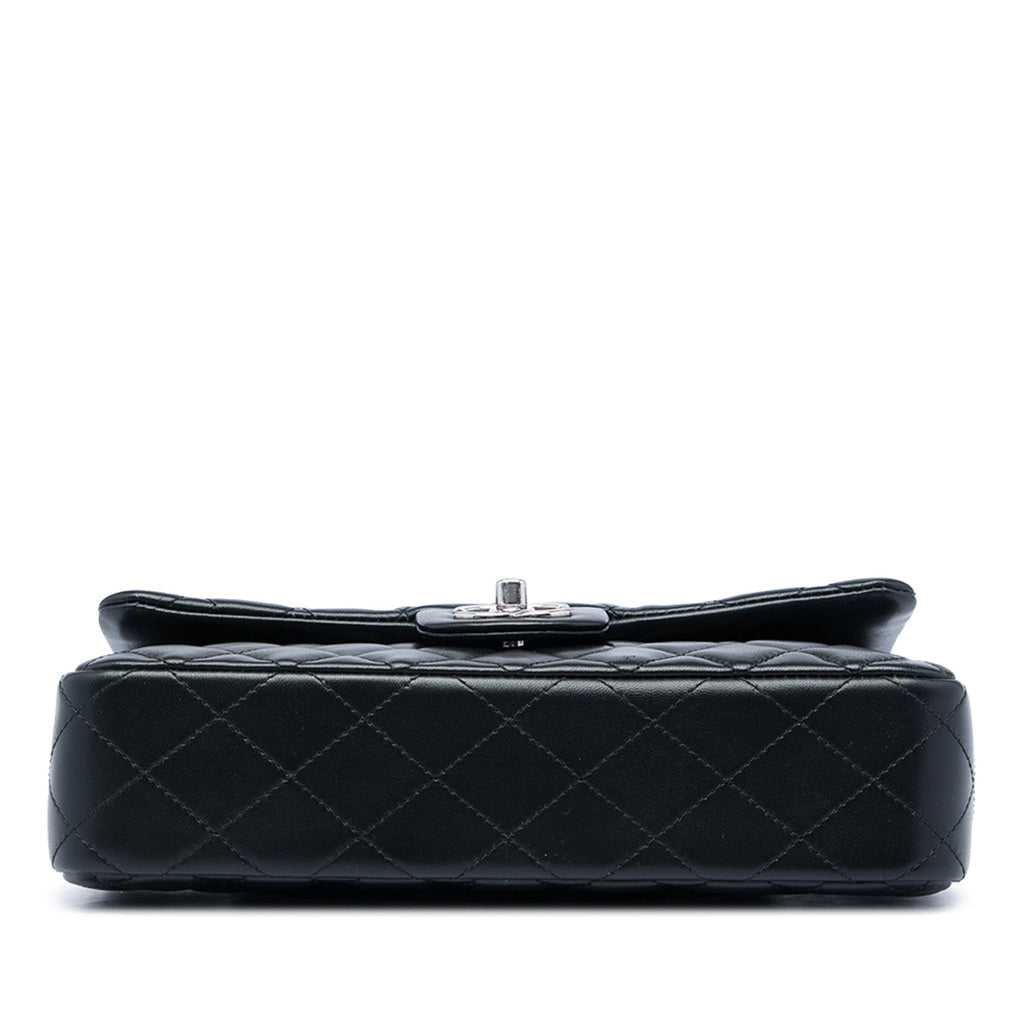 Second hand Chanel Classic Single Flap Medium Lambskin Leather Matelassè Shoulder Bag Black - Tabita Bags
