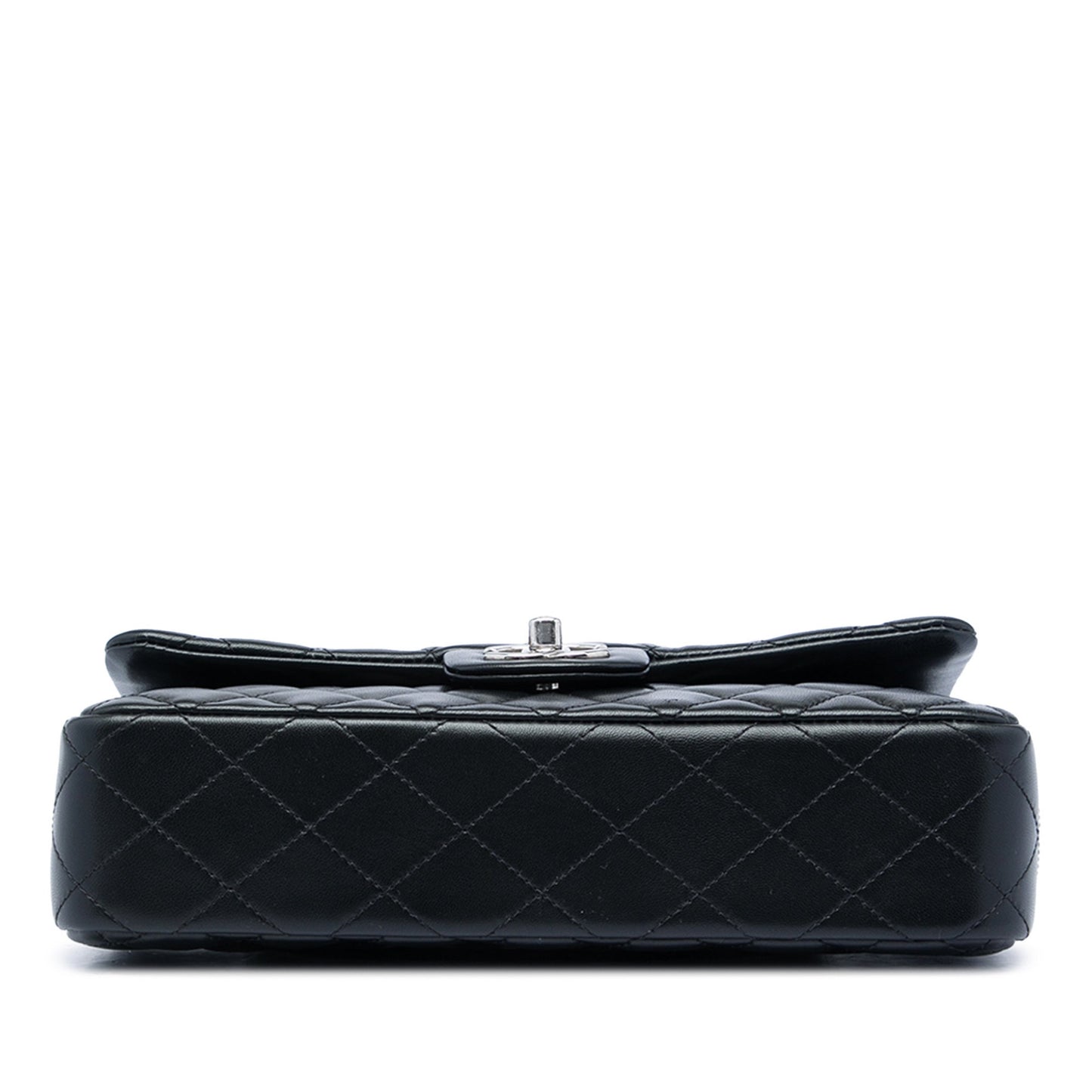 Second hand Chanel Classic Single Flap Medium Lambskin Leather Matelassè Shoulder Bag Black - Tabita Bags