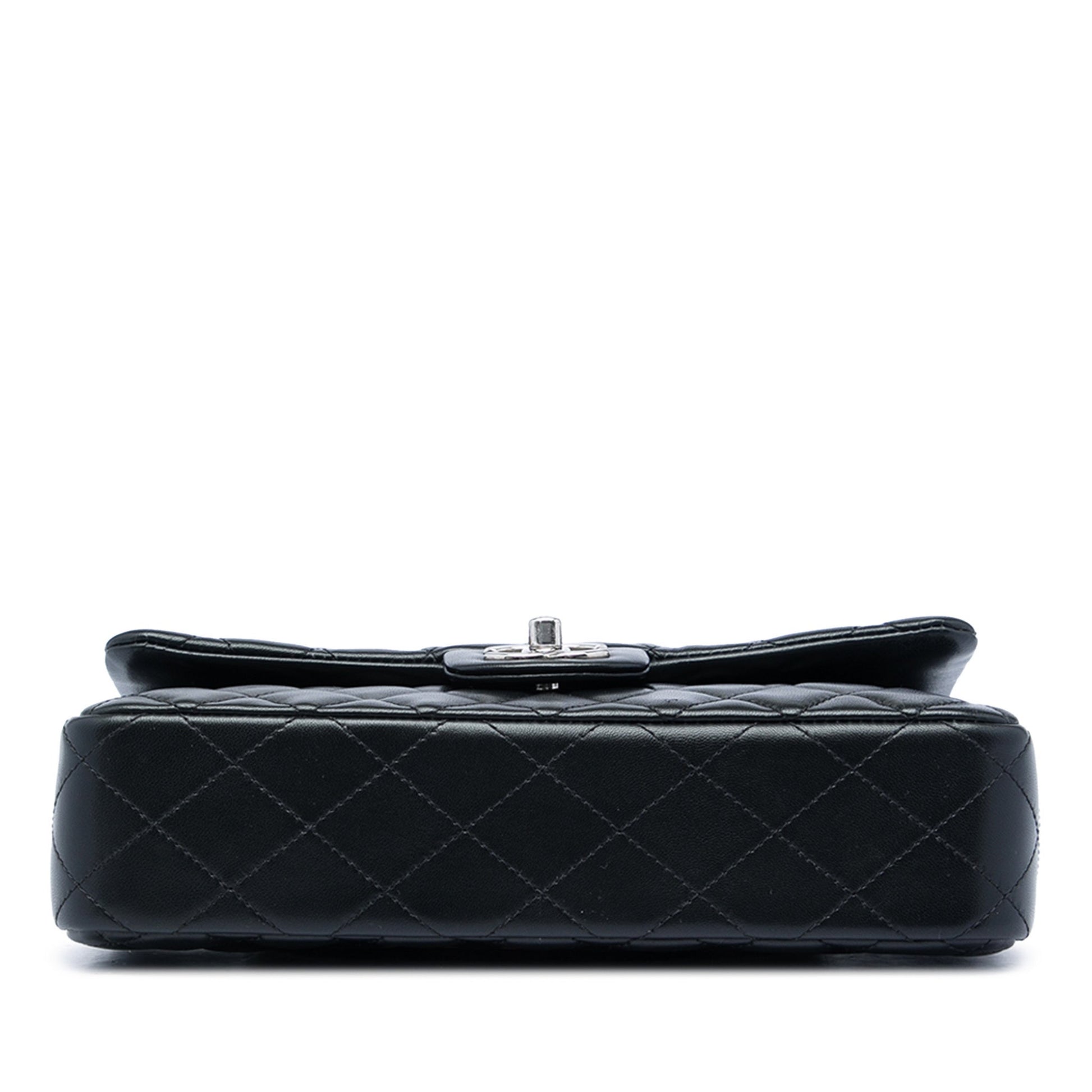 Second hand Chanel Classic Single Flap Medium Lambskin Leather Matelassè Shoulder Bag Black - Tabita Bags