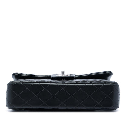 Second hand Chanel Classic Single Flap Medium Lambskin Leather Matelassè Shoulder Bag Black - Tabita Bags
