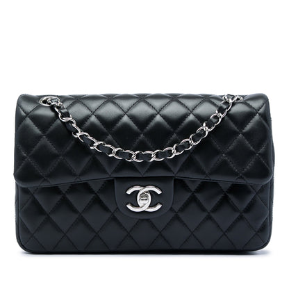 Second hand Chanel Classic Single Flap Medium Lambskin Leather Matelassè Shoulder Bag Black - Tabita Bags