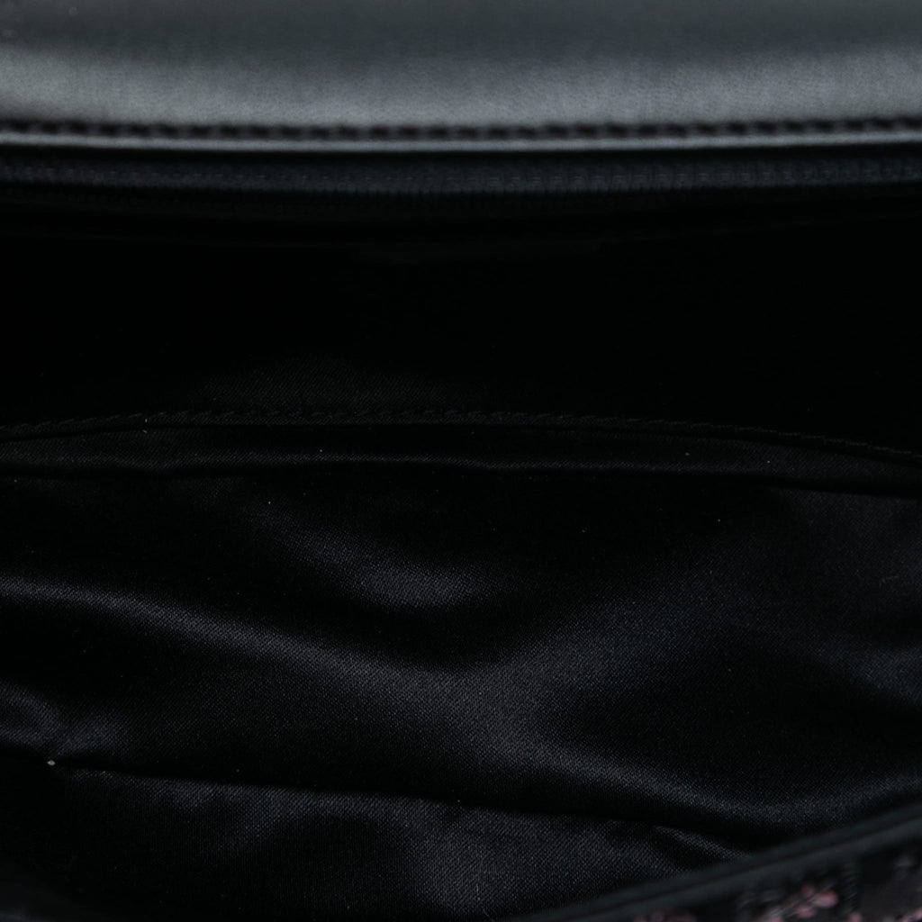Second hand Chanel Classic Single Flap Medium Leather & Sequin Matelassè Crossbody Black - Tabita Bags