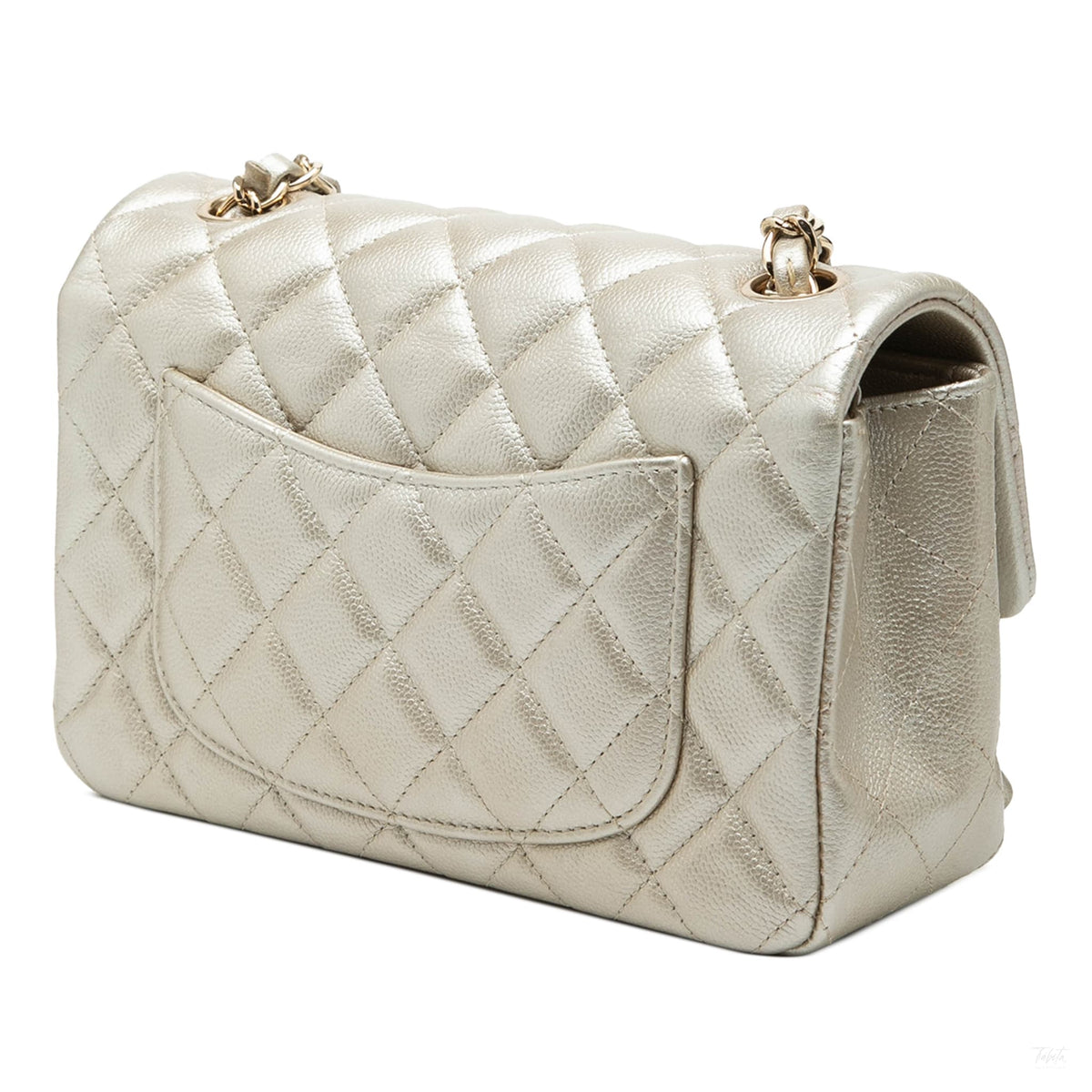 Second hand Chanel Classic Single Flap Mini Caviar Leather Matelassè Shoulder Bag Gold - Tabita Bags