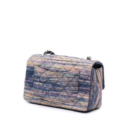 Second hand Chanel Classic Single Flap Mini Denim Matelassè Shoulder Bag Blue - Tabita Bags