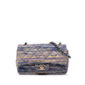 Second hand Chanel Classic Single Flap Mini Denim Matelassè Shoulder Bag Blue - Tabita Bags