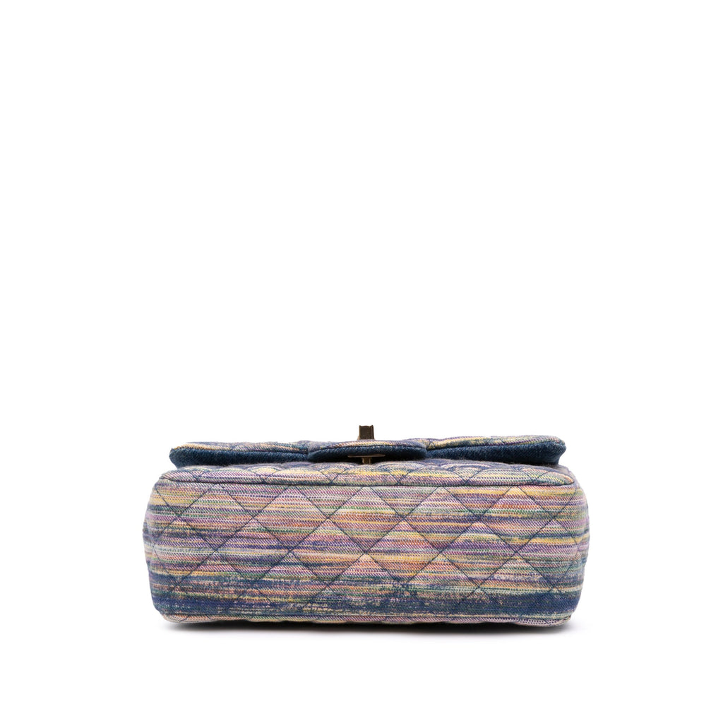 Second hand Chanel Classic Single Flap Mini Denim Matelassè Shoulder Bag Blue - Tabita Bags