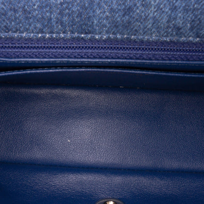 Second hand Chanel Classic Single Flap Mini Denim Matelassè Shoulder Bag Blue - Tabita Bags