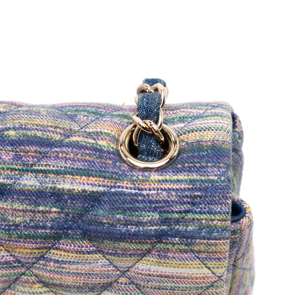 Second hand Chanel Classic Single Flap Mini Denim Matelassè Shoulder Bag Blue - Tabita Bags