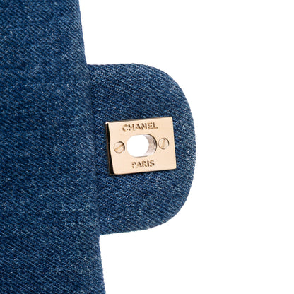 Second hand Chanel Classic Single Flap Mini Denim Matelassè Shoulder Bag Blue - Tabita Bags