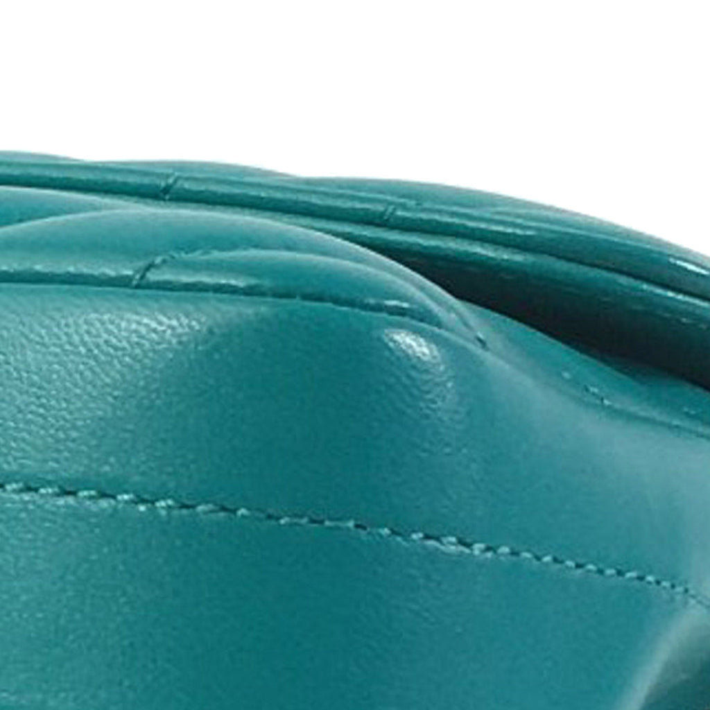 Second hand Chanel Classic Single Flap Mini Lambskin Leather Chevron Shoulder Bag Green - Tabita Bags