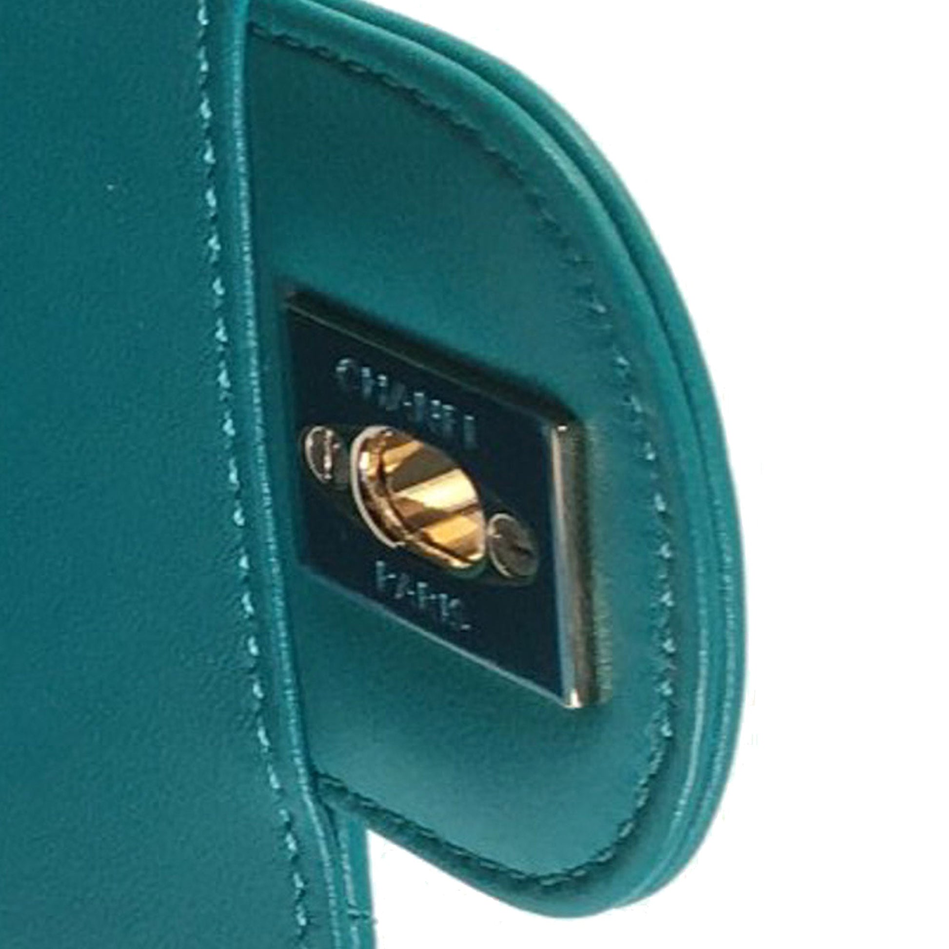 Second hand Chanel Classic Single Flap Mini Lambskin Leather Chevron Shoulder Bag Green - Tabita Bags